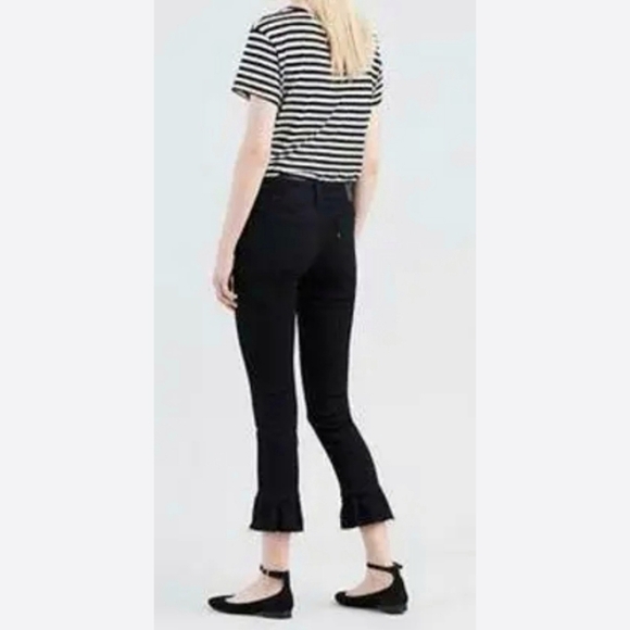 Levi's Denim - Levi's 711 Skinny Black Denim Jeans Ruffle Hem High Rise Women's Size 28